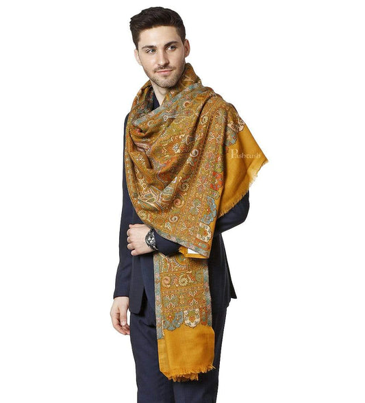 Pashtush India 100x200 Pashtush Mens Kalamkari Weave Pure Wool Stole, With Woolmark Certificate