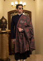 Pashtush India 100x200 Pashtush Mens Kashmiri Embroidery Stole, Sozni Embroidery, Intricate Needlework, Black