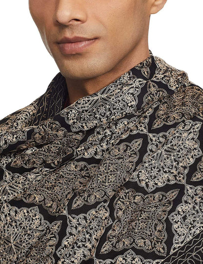 Pashtush India 114x228 Pashtush Mens Kashmiri Embroidery Shawl, Light Weight, Fine Wool, Black