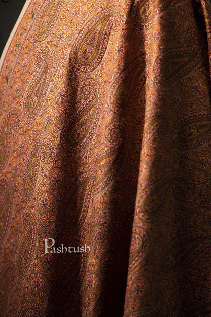 Pashtush India 100x200 Pashtush Mens Kashmiri Embroidery Stole, Fine Wool, Beige