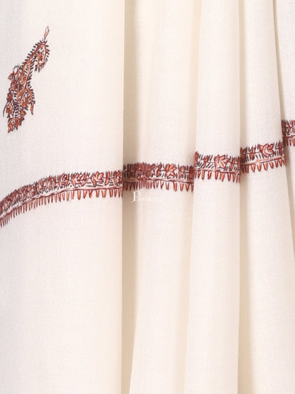 Pashtush India Mens Shawls Gents Shawl Pashtush Mens Kingri Shawl, Hand Embroidery Shawl, Full Size (White)
