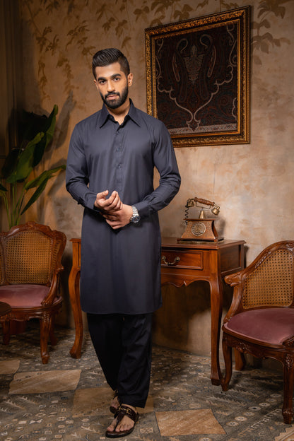 Pashtush India Kurta Pashtush Mens Kurta, Navy Blue
