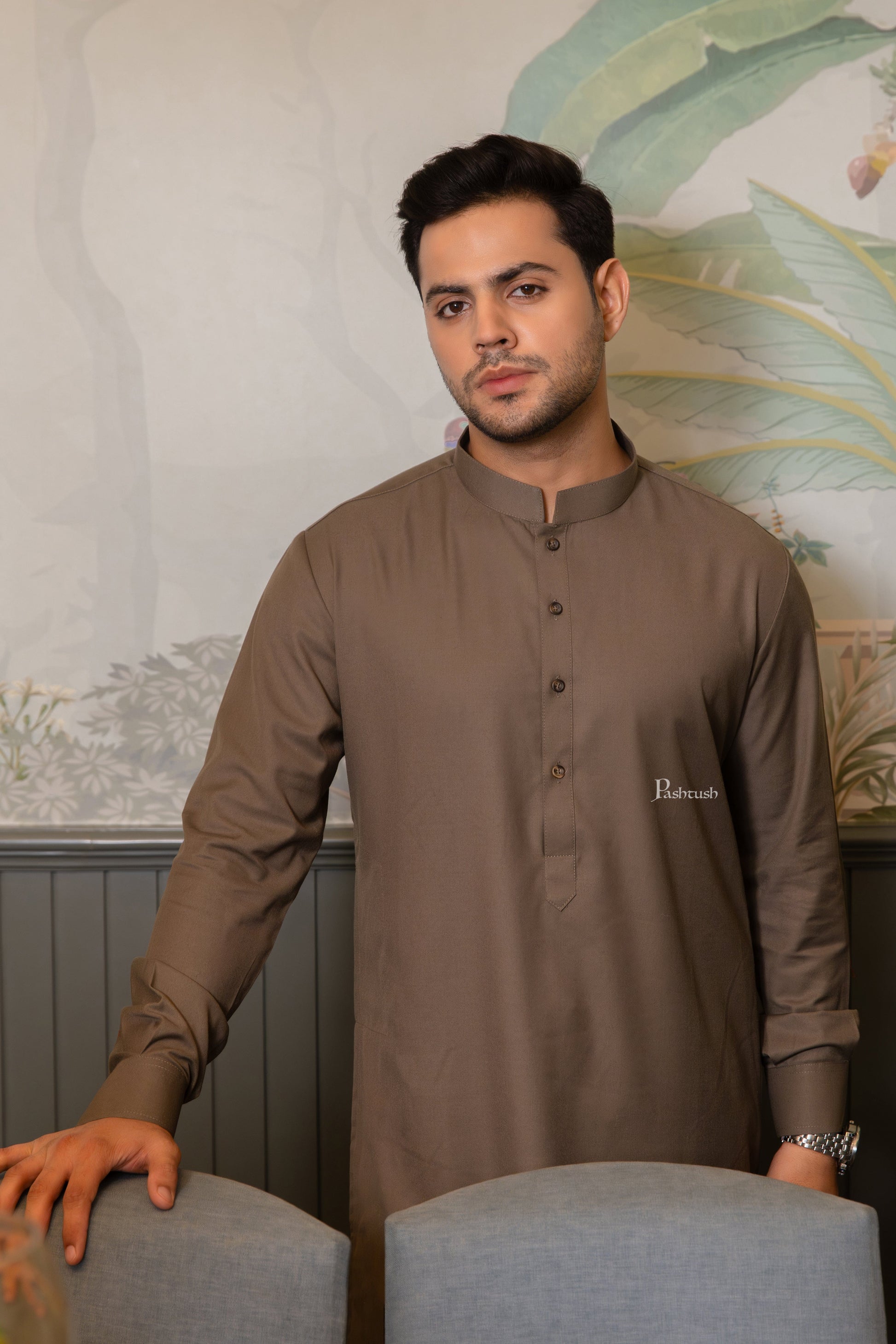 Pashtush India Kurta Pashtush Mens Kurta, Olive Green