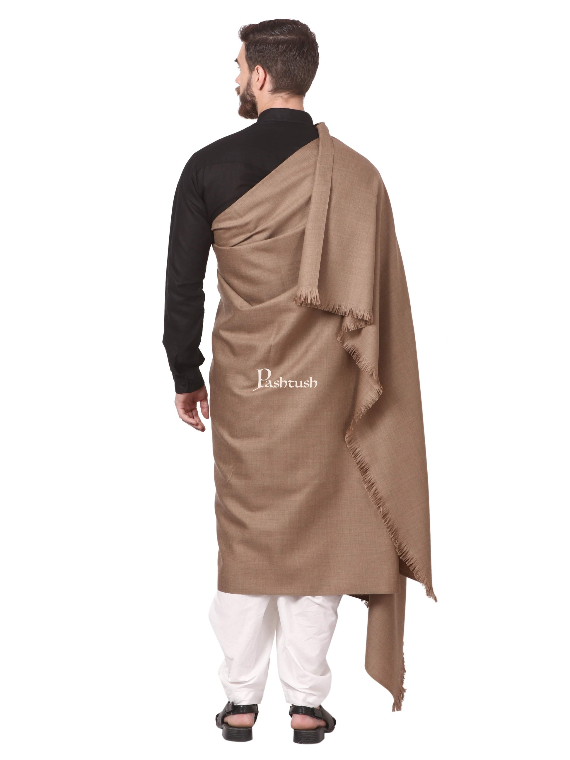 Pashtush India Mens Shawls Gents Shawl Pashtush Mens Lohi, Extra Warm 100% Pure Wool With Woolmark Certificate, Thick Weave