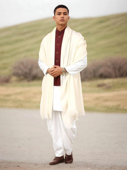Pashtush India Mens Shawls Gents Shawl Pashtush Mens Lohi, Thick And Warm Gents Shawl, 100% Pure Wool, Woolmark Certified