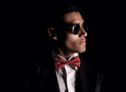 Pashtush India Bow Pashtush Mens Luxury Pre-Tied Bow Tie, Checkered Red