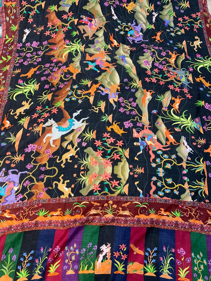Pashtush Shawl Store Shawl Pashtush Mens Mughal Darbar Shawl, Luxury Printed Shawl on 100% Pure Wool, Full Size