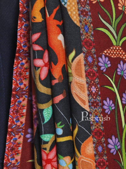 Pashtush India 114x228 Pashtush Mens Mughal Shikaardar, Luxury Printed Shawl on 100% Pure Wool, Woolmark Certified