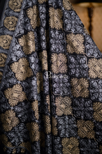Pashtush India 100x200 Pashtush Mens Nalki Embroidery Stole, Pure Wool, Woolmark Certified
