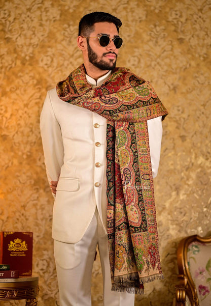 Pashtush India 100x200 Pashtush Mens Paisley Weave Ethnic Shawl, Soft and Warm