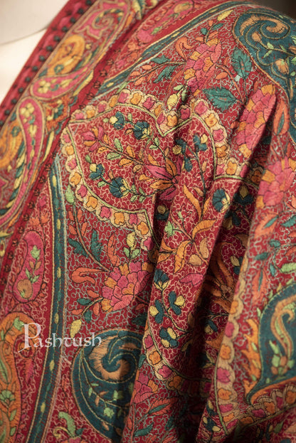 Pashtush India 100x200 Pashtush Mens Papier Mache Embroidered Jamawar Stole, Fine Wool, Soft and Warm