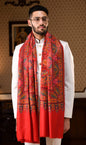 Pashtush India 100x200 Pashtush Mens Papier-mâché Embroidered Shawl, Fine Wool with Silky Embroidery, Maroon