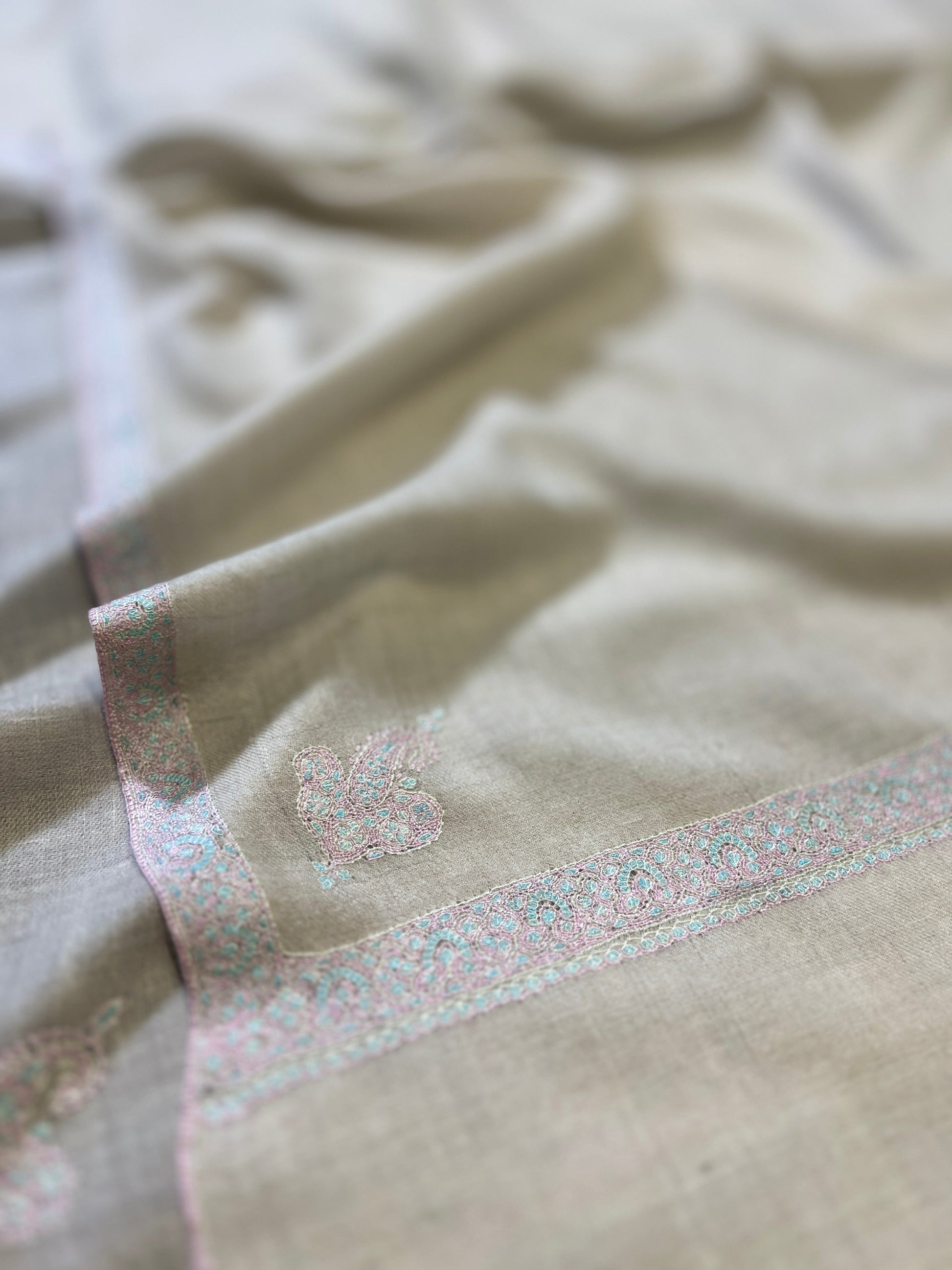 Pashtush India Mens Shawls Gents Shawl Pashtush Mens Pashmina, Hand Woven, Hand Embroidered Dusala, Full Size