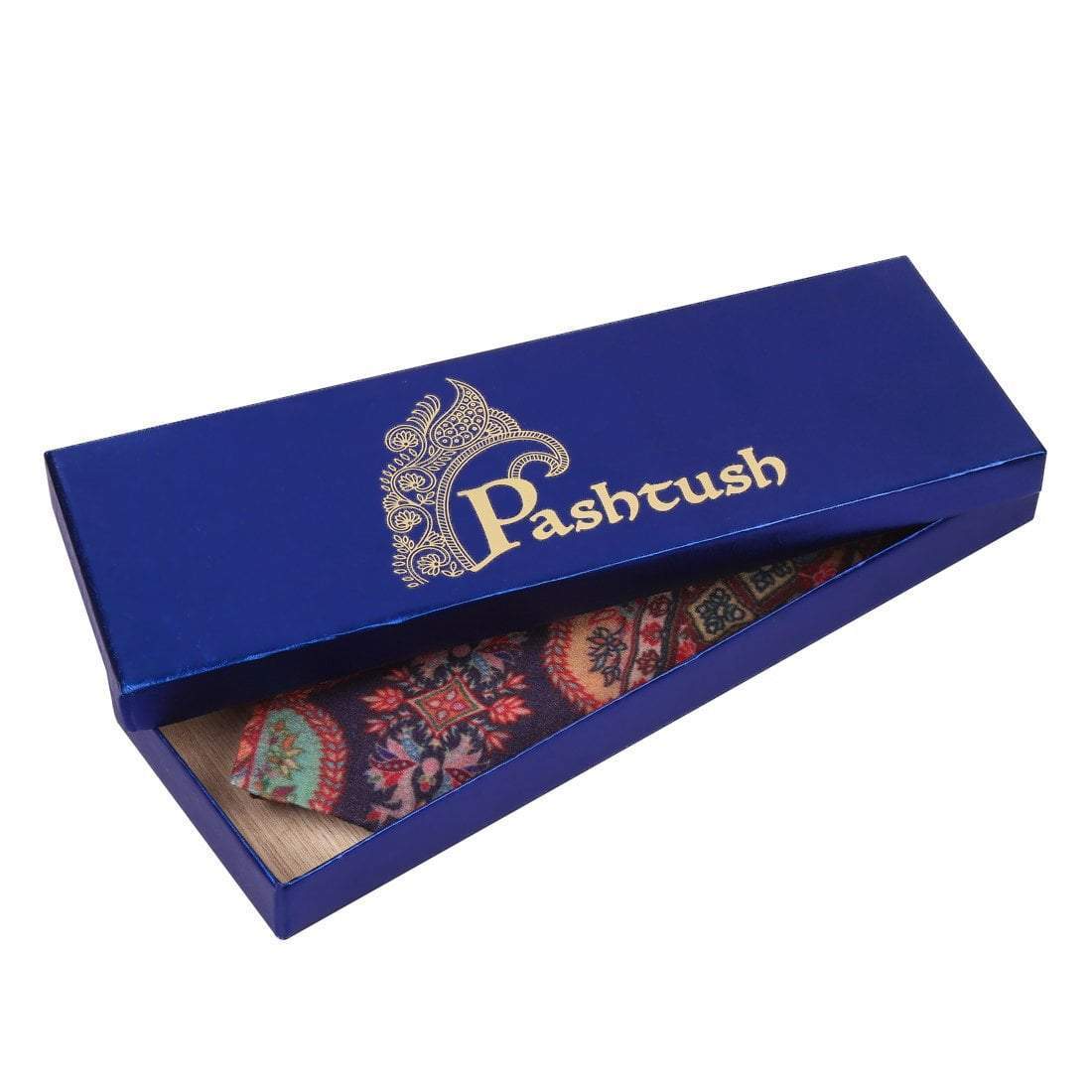 Pashtush India Tie Pashtush Mens Printed Pashmina Wool Necktie, Free Size, Mayan Garden Print