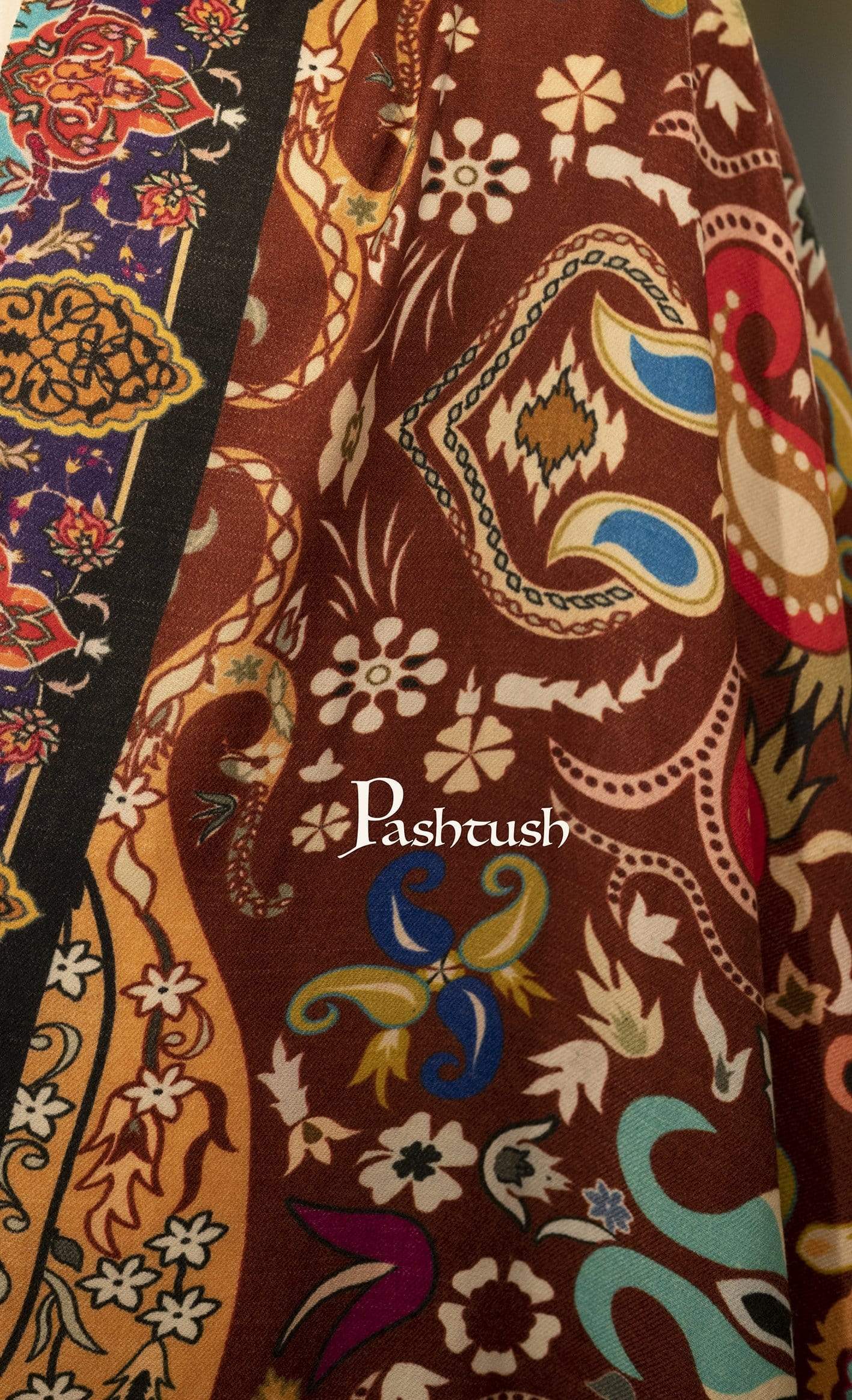 Pashtush India 100x200 Pashtush Mens Printed Stole, Multicoloured, 100% Pure Wool (Woolmark Certified)