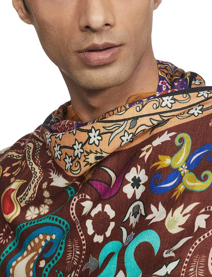 Pashtush India 100x200 Pashtush Mens Printed Stole, Multicoloured, 100% Pure Wool (Woolmark Certified)