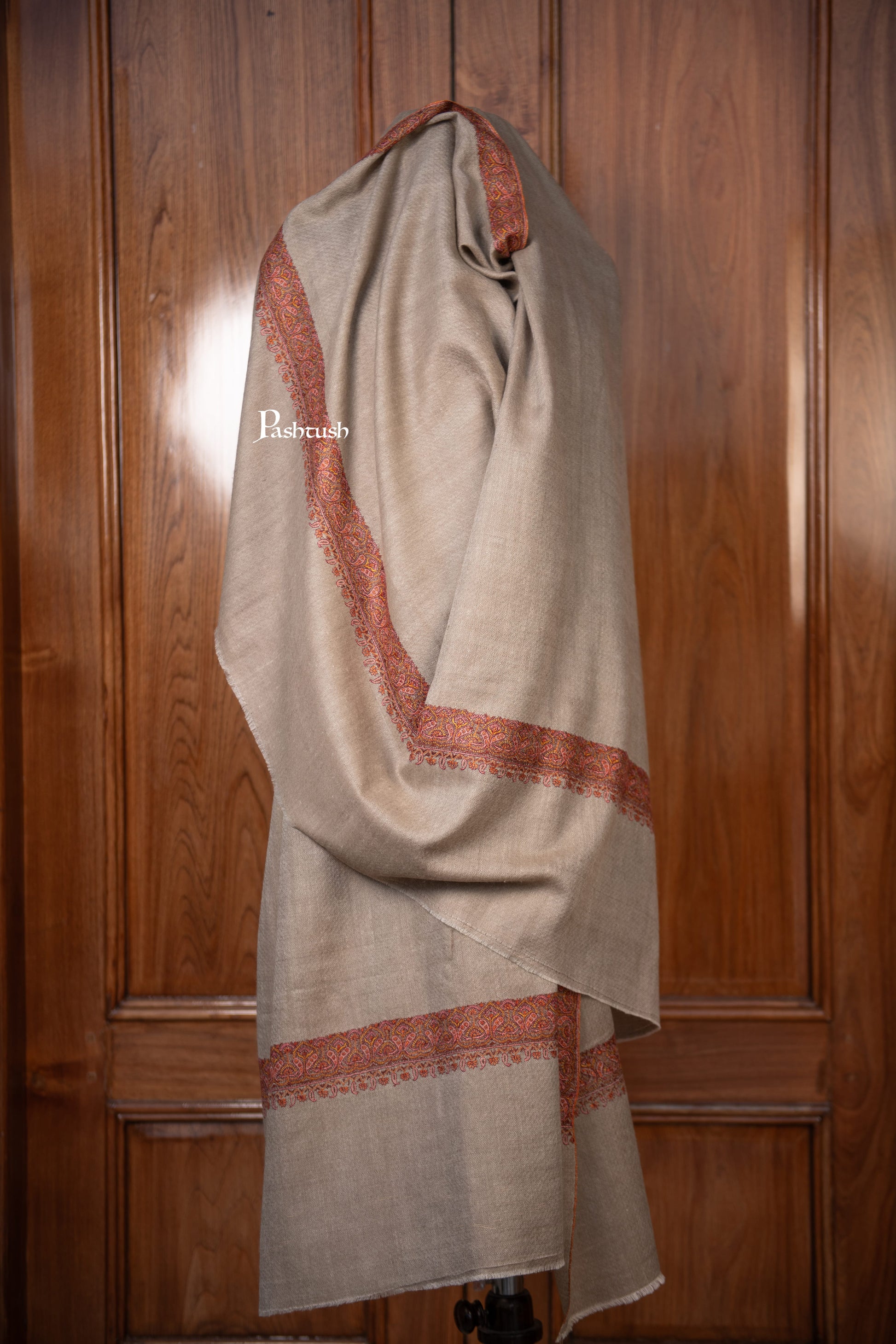 Pashtush India Mens Shawls Gents Shawl Pashtush Mens Pure Pashmina Shawl, Beige