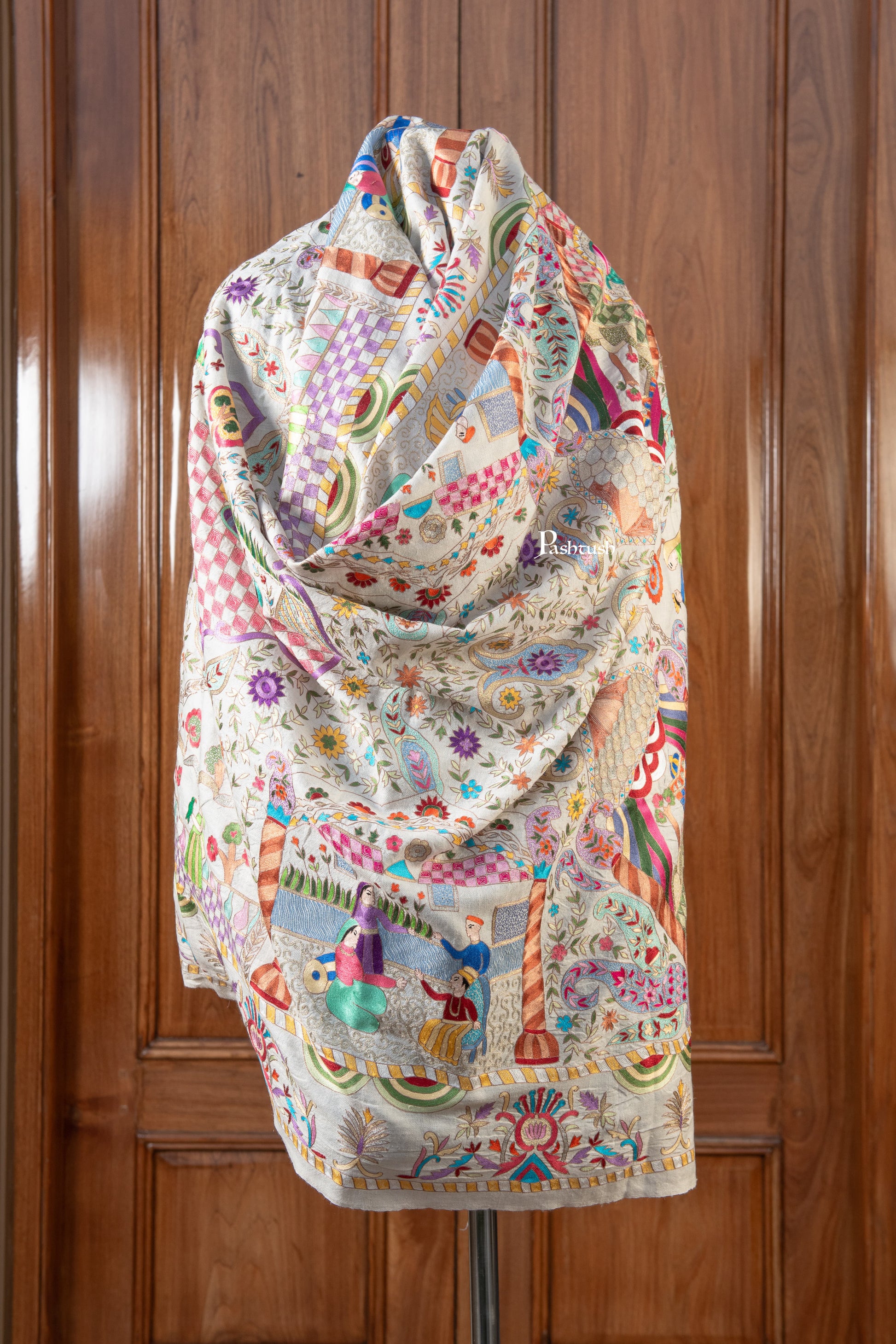 Pashtush India Mens Shawls Gents Shawl Pashtush Mens Pure Pashmina Shawl, Multicolour