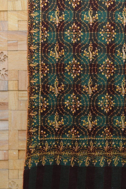 Pashtush India Womens Shawls Pashtush Mens Pure Pashmina Stole, Sozni Hand Embroidery, Hand Woven