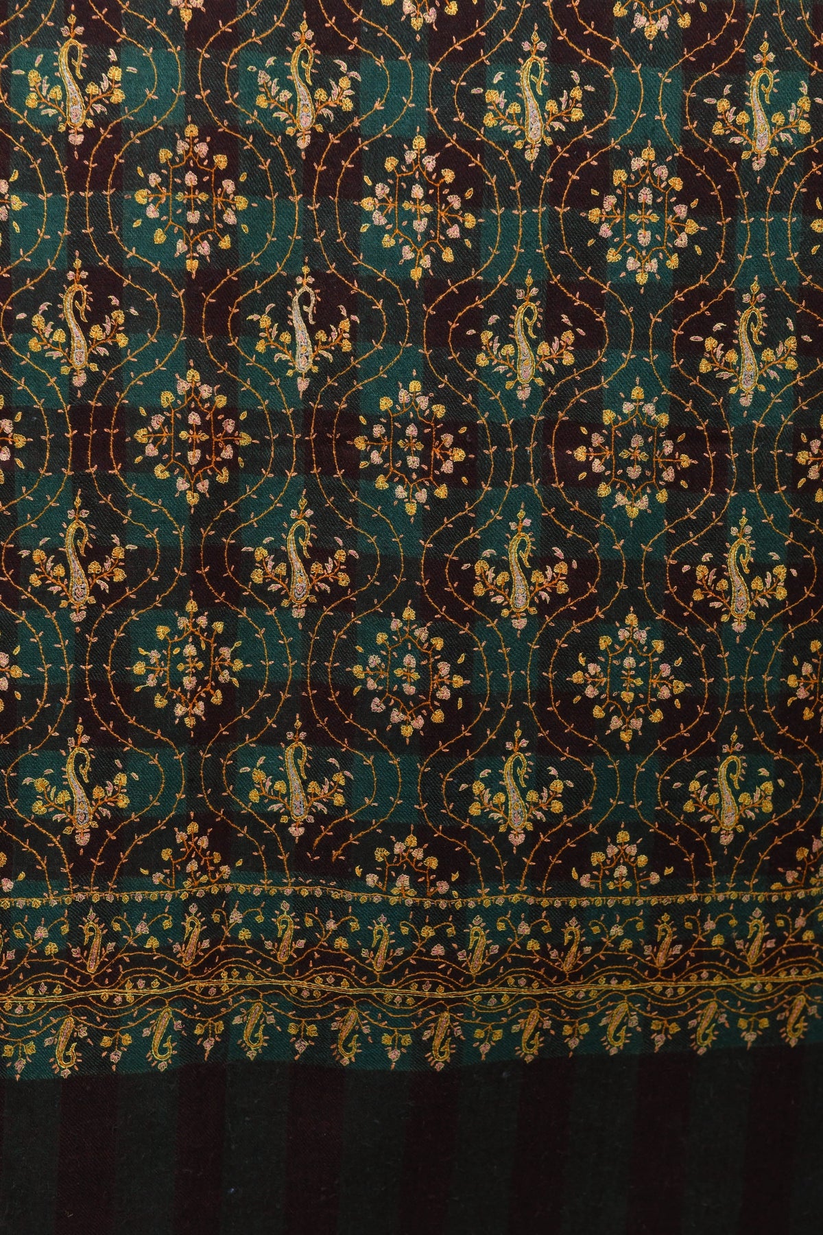 Pashtush India Womens Shawls Pashtush Mens Pure Pashmina Stole, Sozni Hand Embroidery, Hand Woven