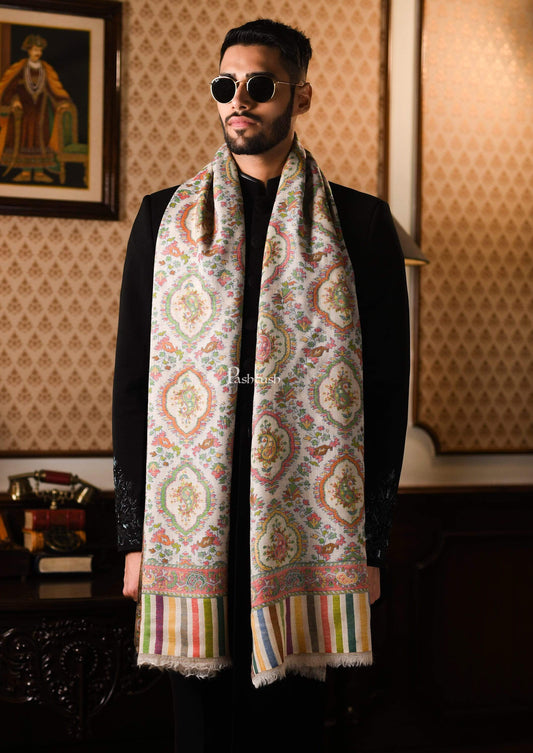 Pashtush India 70x200 Pashtush Mens Pure Wool Kaani Stole, With Woolmark Certification