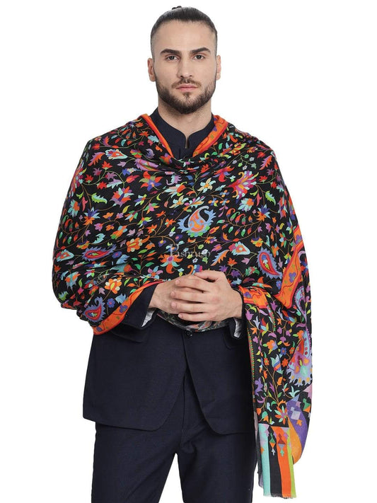 Pashtush India 100x200 Pashtush Mens Pure Wool Printed Stole, Soft and Warm
