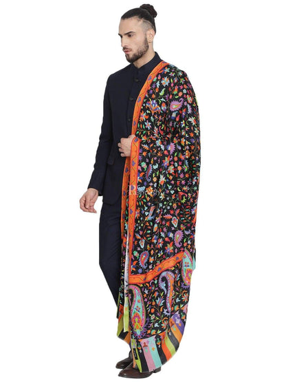 Pashtush India 100x200 Pashtush Mens Pure Wool Printed Stole, Soft and Warm