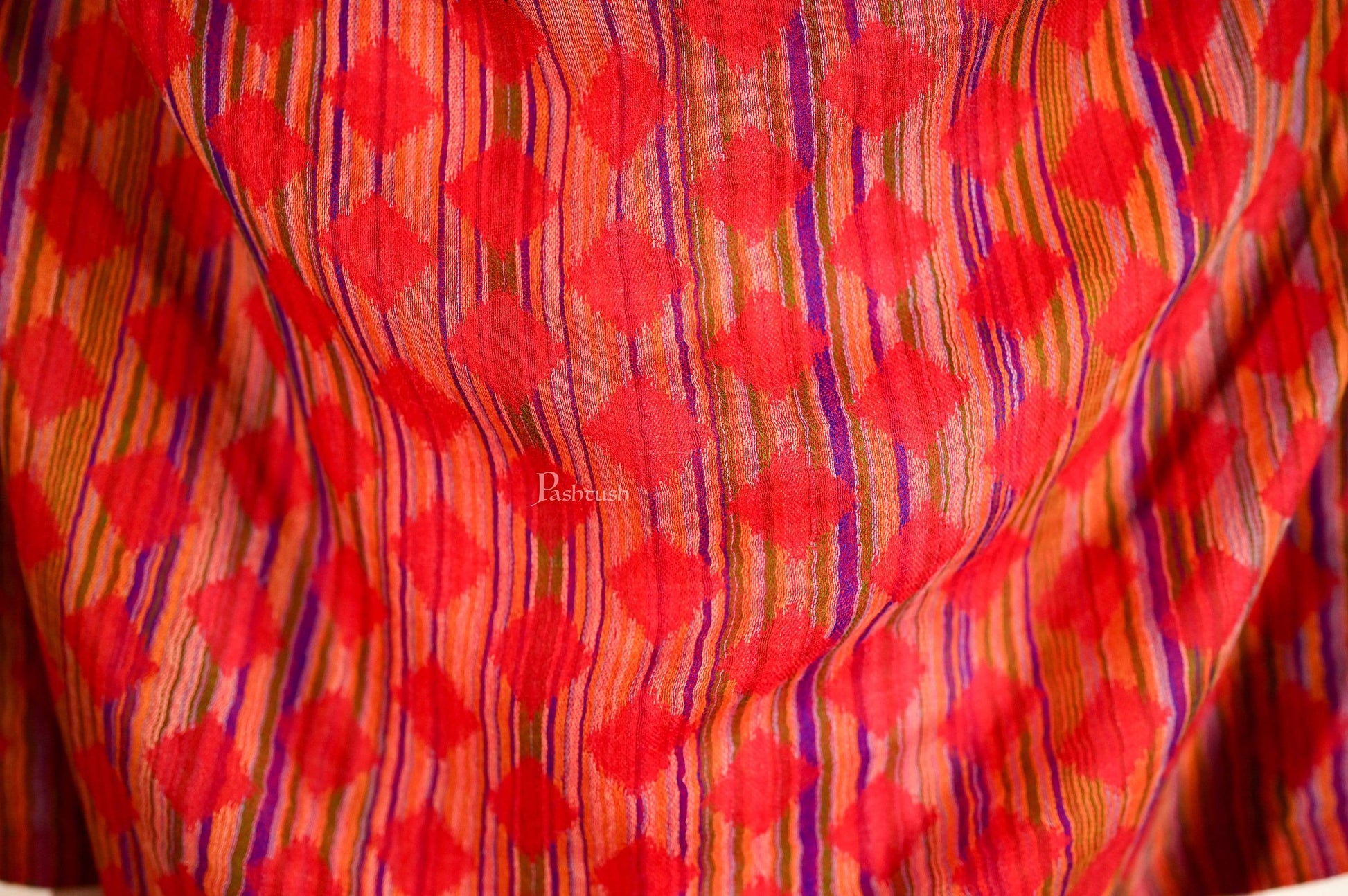 Pashtush India 70x200 Pashtush Mens Reversible Stole, 100% Pure Wool With Woolmark Certification, Multi coloured
