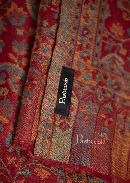 Pashtush India 70x200 Pashtush Mens Reversible Stole, Chanting Paisley Weave Scarf, Crimson Maroon