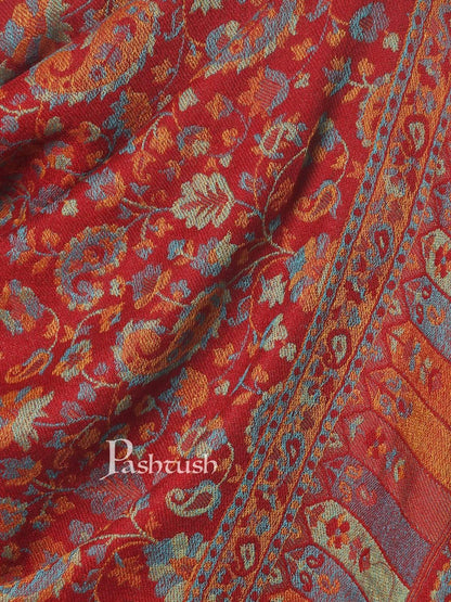 Pashtush India 70x200 Pashtush Mens Reversible Stole, Chanting Paisley Weave Scarf, Crimson Maroon