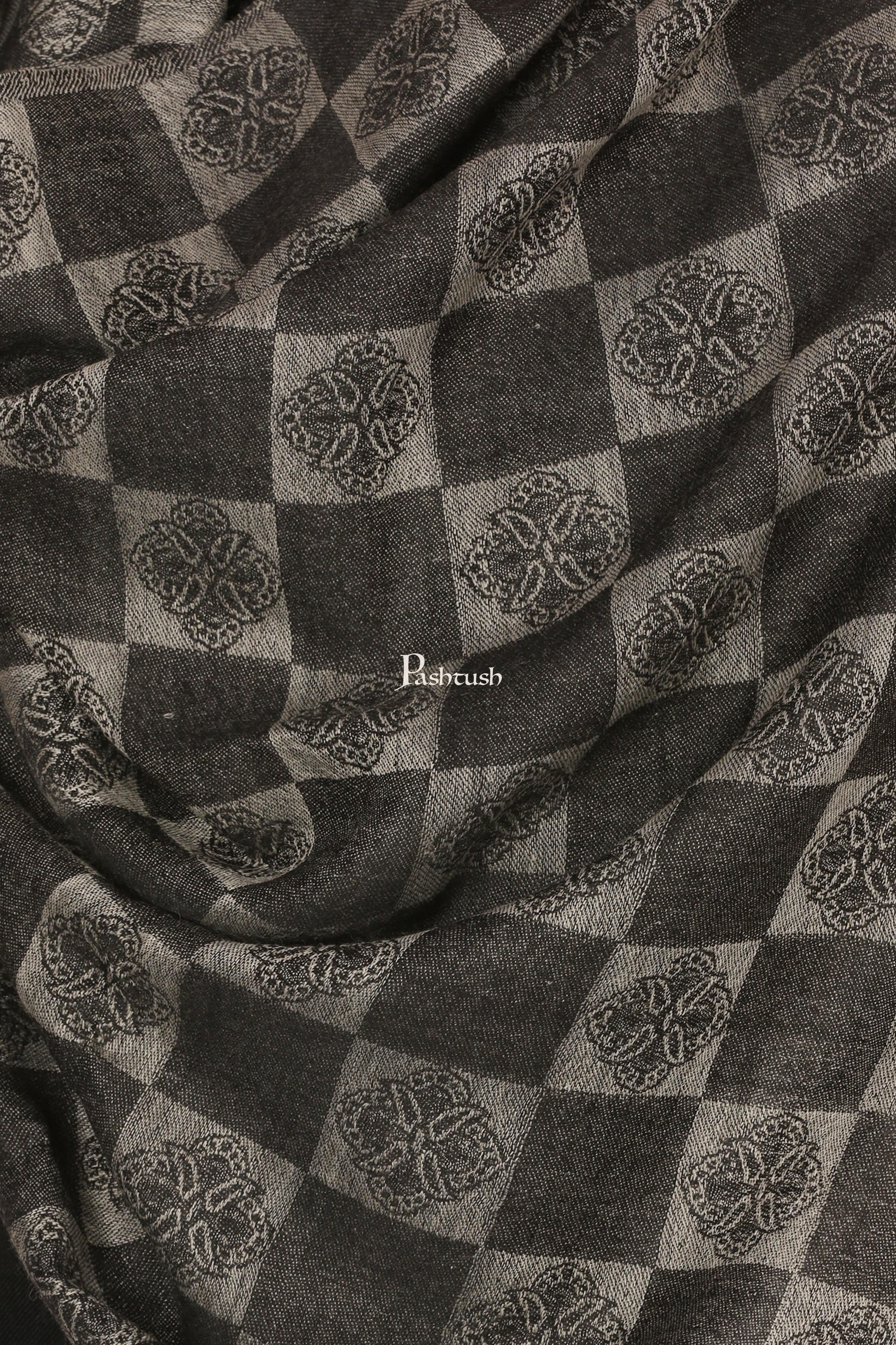 Pashtush India Mens Scarves Stoles and Mufflers Pashtush Mens Reversible Stole, Checkered Design - Black