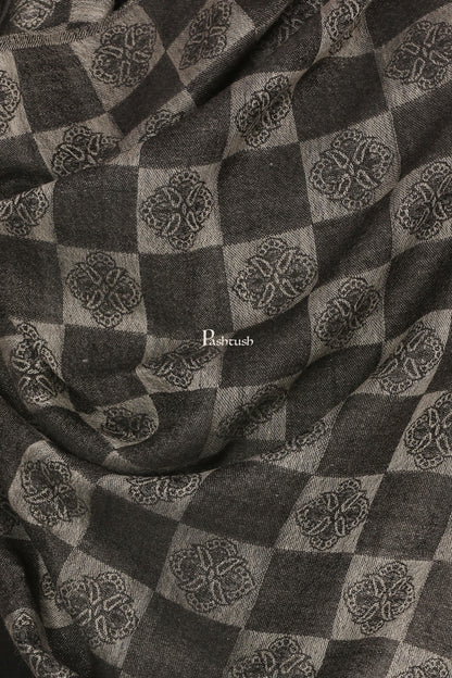 Pashtush India Mens Scarves Stoles and Mufflers Pashtush Mens Reversible Stole, Checkered Design - Black