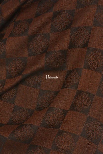 Pashtush India Mens Scarves Stoles and Mufflers Pashtush Mens Reversible Stole, Checkered Design - Espresso