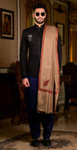 Pashtush India 127x254 Pashtush Mens Shawl, Embroidery Haashia Dushala, Taupe