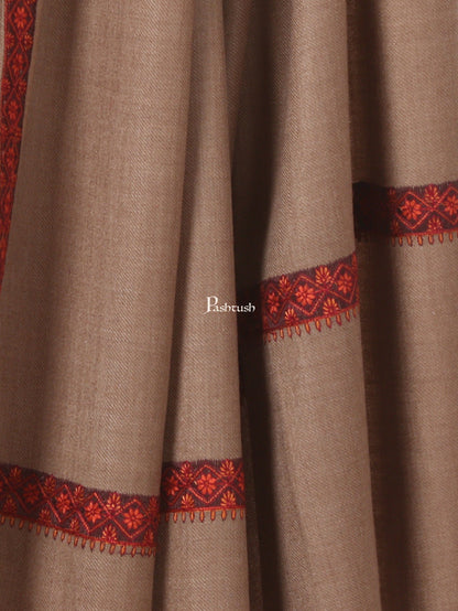 Pashtush India Mens Shawls Gents Shawl Pashtush Mens Shawl, Embroidery Haashia Dushala, Taupe