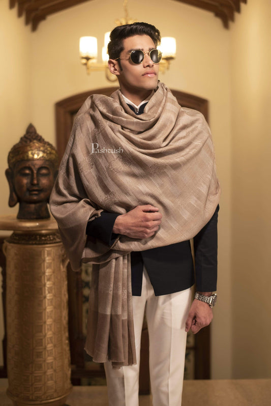 Pashtush India 114x228 Pashtush Mens Shawl, Fine Wool Jacquard Weave Shawl, Soft and Light Weight