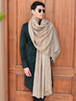 Pashtush Mens Shawl Fine Wool Self Jacquard Soft And Light Weight Beige