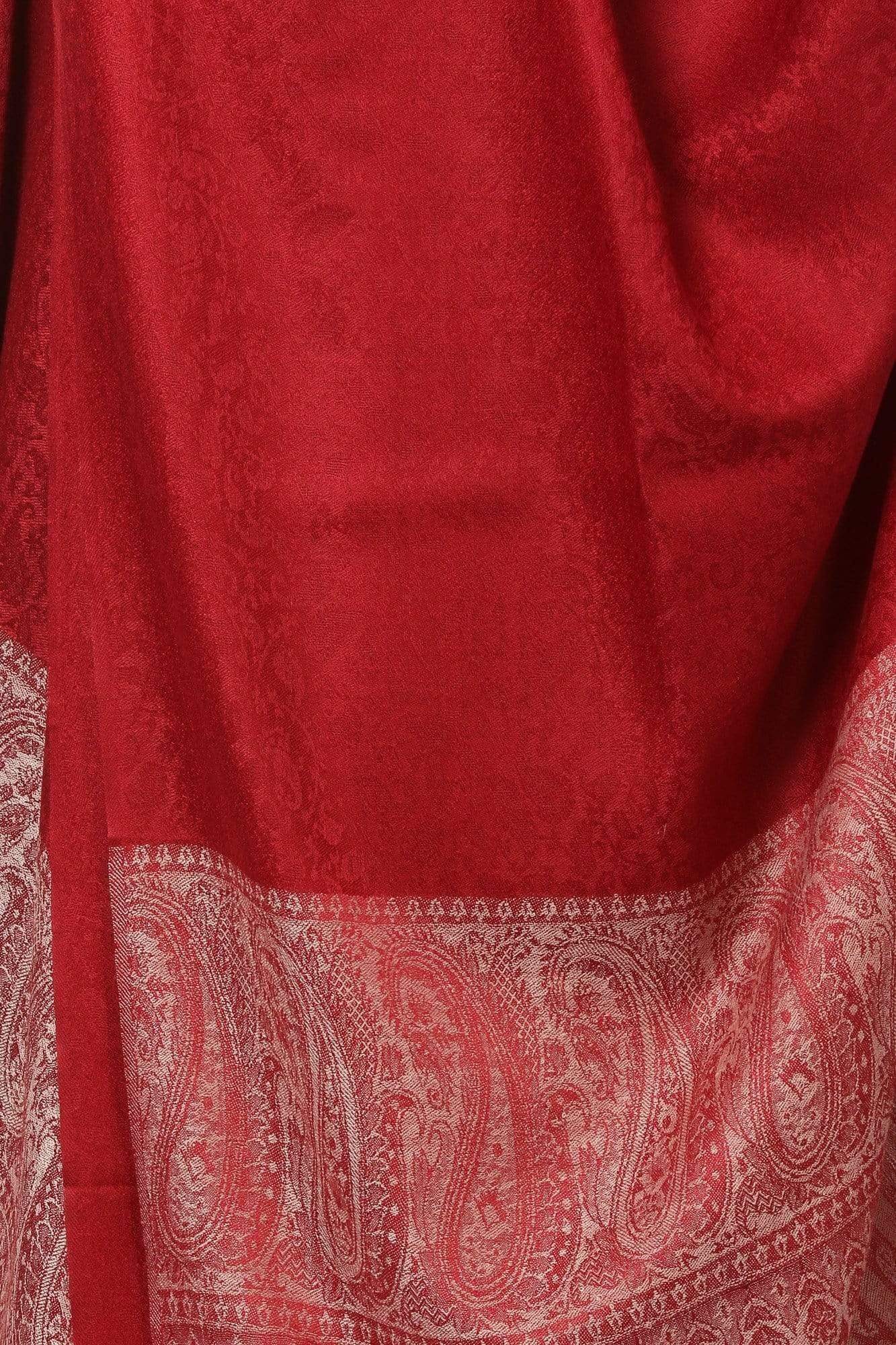 Pashtush Mens Stole, Fine Wool Jacquard Weave, Soft And Light Weight Maroon