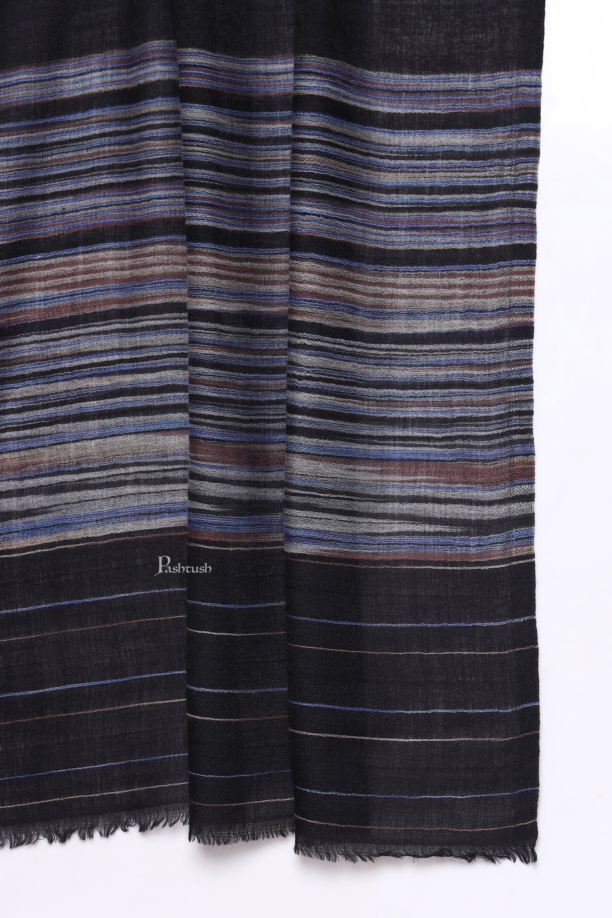 Pashtush India Mens Shawls Gents Shawl Pashtush Mens Shawl, Reversible Design, Black