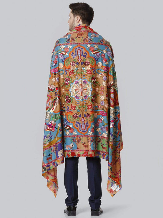 Pashtush India 114x228 Pashtush Mens Shikaar-dar Hand Embroidered, Shawl in fine wool