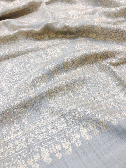 Pashtush India Mens Scarves Stoles and Mufflers Pashtush Mens Silk-Fine Wool Fine Wool, Nalki Embroidery Needlework Stole