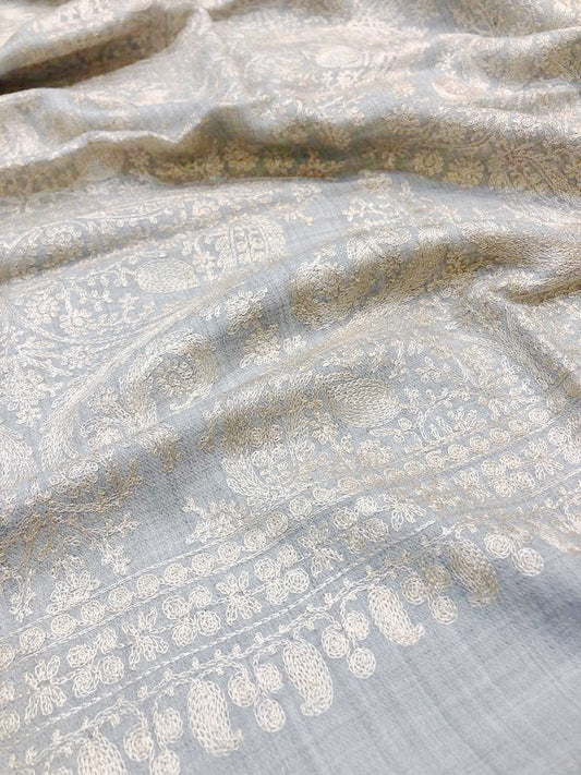 Pashtush India Mens Scarves Stoles and Mufflers Pashtush Mens Silk-Fine Wool Fine Wool, Nalki Embroidery Needlework Stole