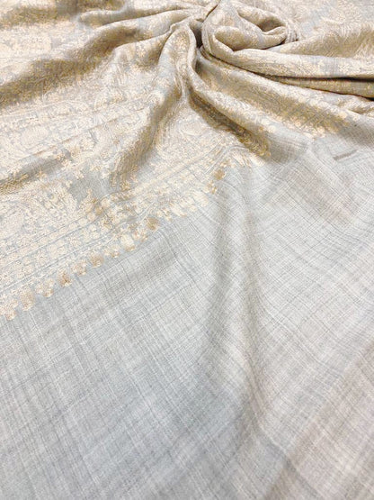 Pashtush India Mens Scarves Stoles and Mufflers Pashtush Mens Silk-Fine Wool Fine Wool, Nalki Embroidery Needlework Stole