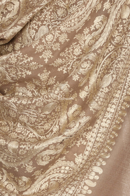 Pashtush India Mens Scarves Stoles and Mufflers Pashtush Mens Silk-Fine Wool Fine Wool, Nalki Embroidery Needlework Stole