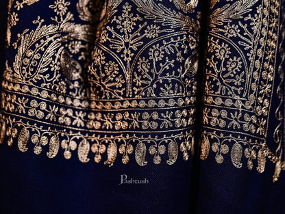 Pashtush India 70x200 Pashtush Mens Silk-Pashmina Fine Wool, Nalki Embroidery Needlework Stole