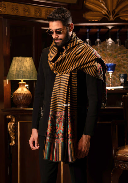 Pashtush India Mens Shawls Gents Shawl Pashtush Mens Soft Wool Cashmere Blended Stole With Ethnic Weave Palla, Multicolour