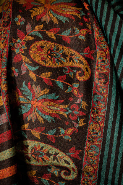 Pashtush India Mens Shawls Gents Shawl Pashtush Mens Soft Wool Cashmere Blended Stole With Ethnic Weave Palla, Multicolour