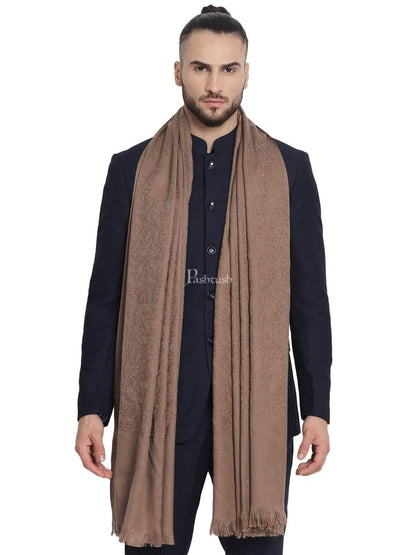 Pashtush India 100x200 Pashtush Mens Soft Wool Stole dark brown ( tooth )