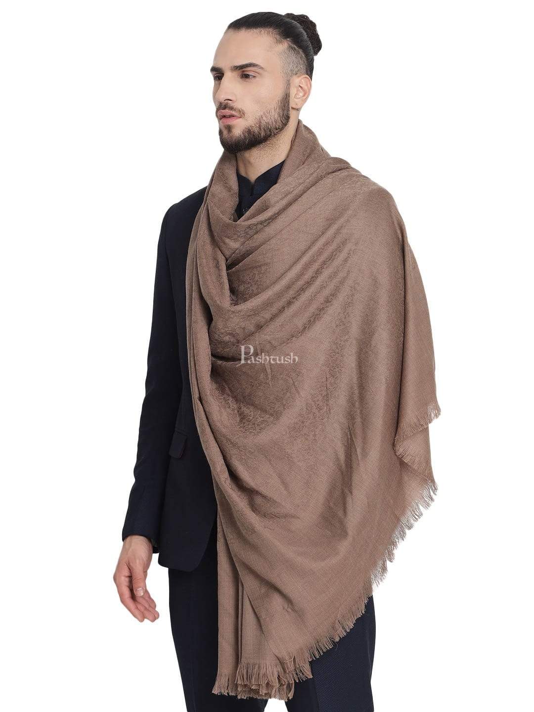 Pashtush India 100x200 Pashtush Mens Soft Wool Stole dark brown ( tooth )