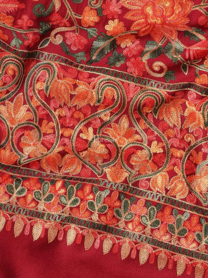 Pashtush India 100x200 Pashtush Mens Stole, Aari Embroidery, Maroon